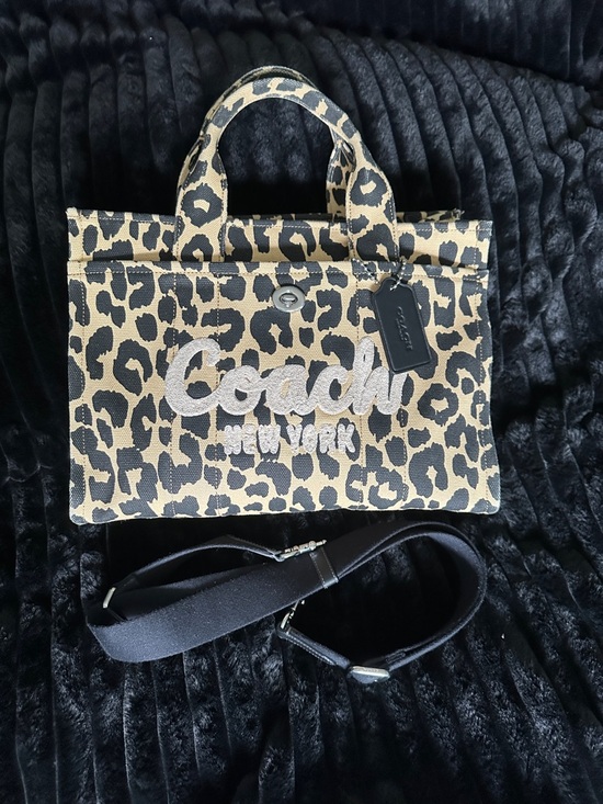 Coach Handbags - Coach Leopard Print Satchel - Black & Tan